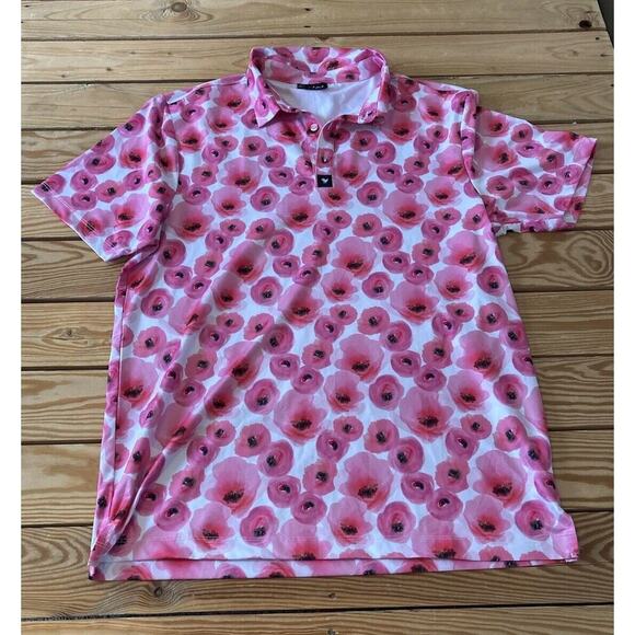 Bad Birdie Other - Bad Birdie Floral Polo Shirt Size Large Men’s Red